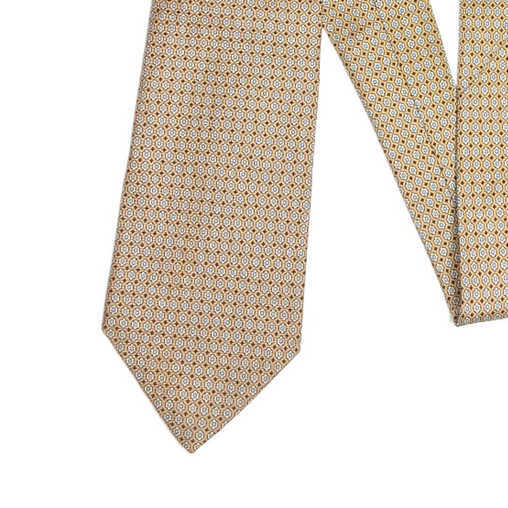 J. Crew Silk Tie Men’s 60” Tan Multi Geometric Designer Wide Tie New